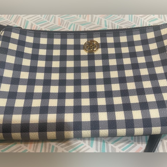 Tory Burch Navy Robinson Checkered Crossbody Bag- Like New - Picture 9 of 9